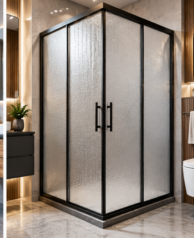 Modern tasarımlı cam duşakabin ve banyo